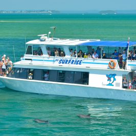 a small boat in a large body of water