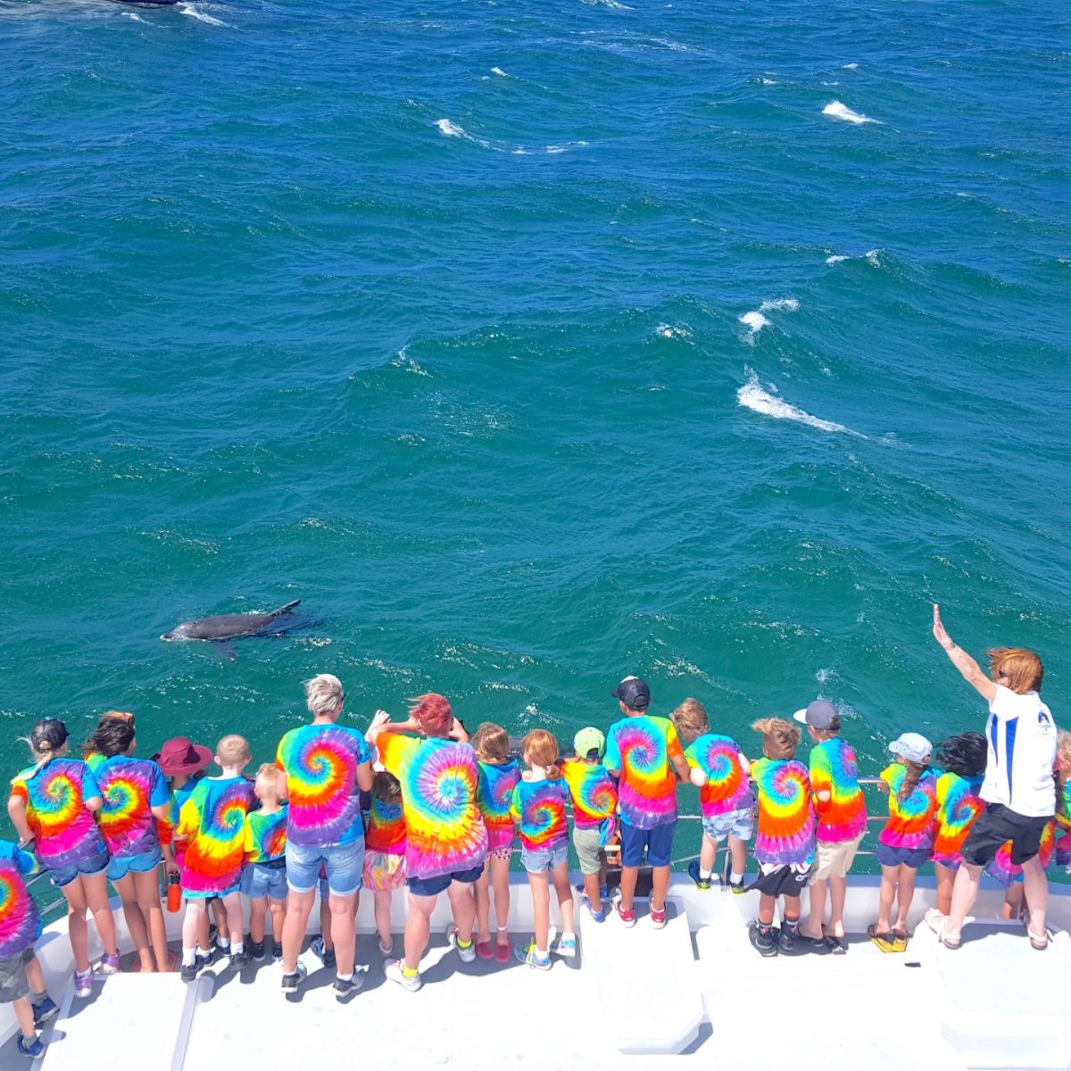 a group of people in the water